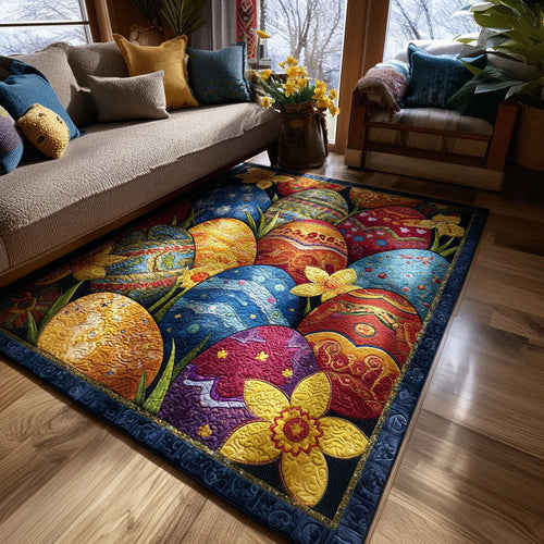 Easter Egg Quilted Area Rug Farmhouse Spring Egg Home Decor Gift For Mom - Pvr