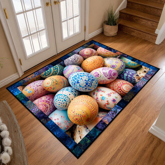 Easter Egg Quilted Area Rug Rustic Spring Cottage Home Decor Perfect Easter Gift For Family - Pvr