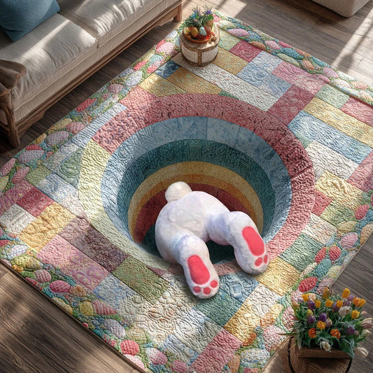 Pastel Easter Quilt Style Area Rug Colorful Easter Egg Home Decor Gift For Bunny Lovers - Pvr