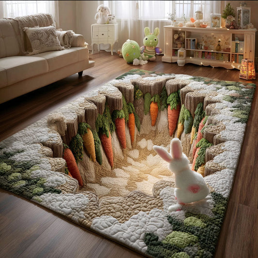 Bunny Adventure Garden Quilted Area Rug Easter Garden Cottage Room Decor Unique Gift For Her - Printvoro