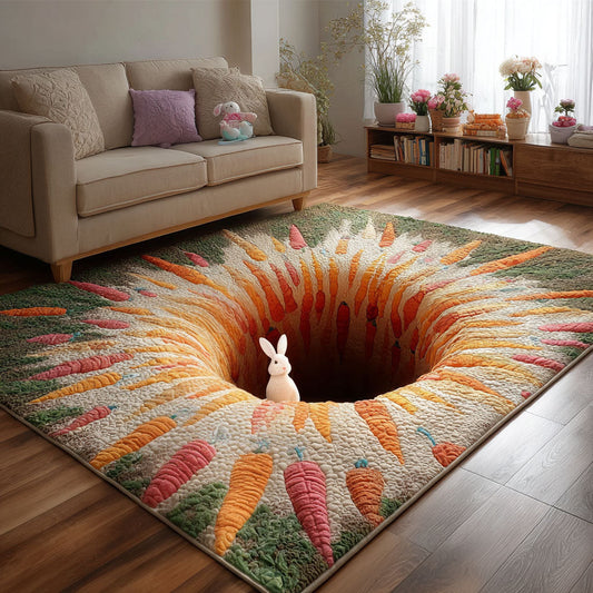 Carrot Garden Wonderland Quilted Area Rug Sweet Bunny Easter Room Decor Gift For Her - Printvoro