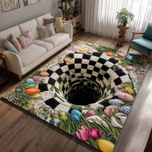Easter Egg Garden Trail Quilted Area Rug Spring Tulip Aesthetic Room Decor Gift For Friends - Printvoro