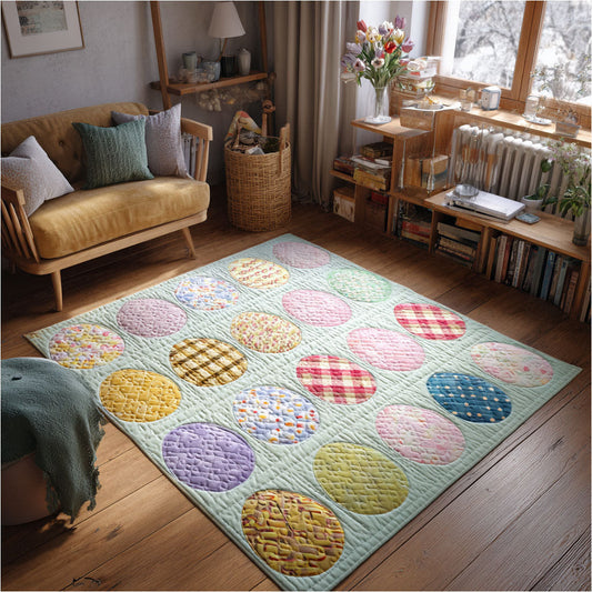 Easter Morning Meadow Quilted Area Rug Pastel Easter Egg Room Decor Gift For Her - Printvoro