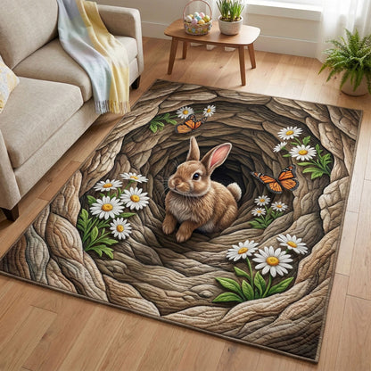 Garden Bunny Quilted Area Rug Easter Egg Hunt Room Decor Perfect Housewarming Gift Idea - Printvoro