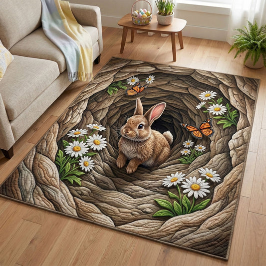 Garden Bunny Quilted Area Rug Easter Egg Hunt Room Decor Perfect Housewarming Gift Idea - Printvoro
