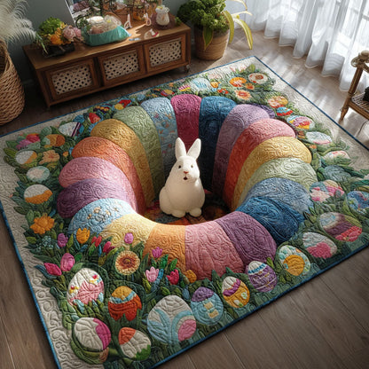 Happy Easter Quilted Area Rug Colorful Easter Egg Room Decor Cozy Home Gift Idea - Printvoro