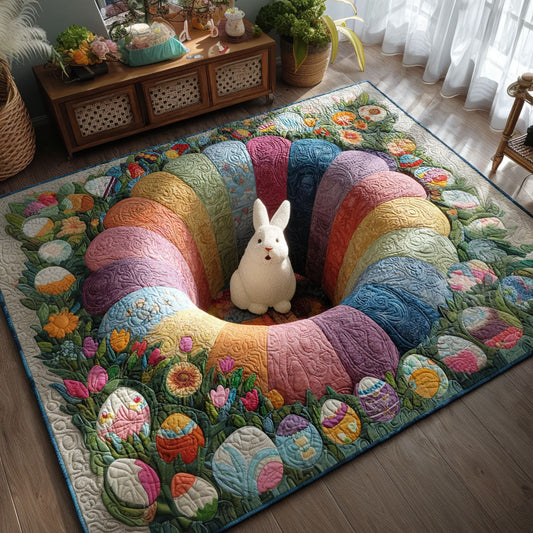 Happy Easter Quilted Area Rug Colorful Easter Egg Room Decor Cozy Home Gift Idea - Printvoro