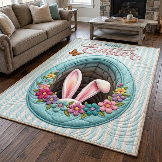 Happy Easter Quilted Area Rug Spring Festival Easter Room Decor Gift For Loved Ones - Printvoro