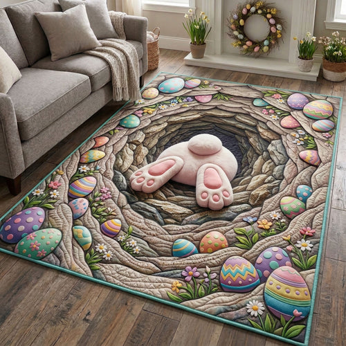 Hidden Bunny Quilted Area Rug Easter Egg Hunt Home Decor Gift For Grandma - Printvoro