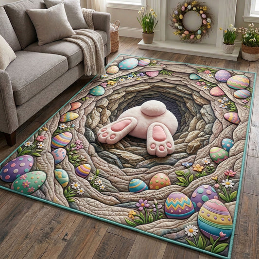 Hidden Bunny Quilted Area Rug Easter Egg Hunt Home Decor Gift For Grandma - Printvoro