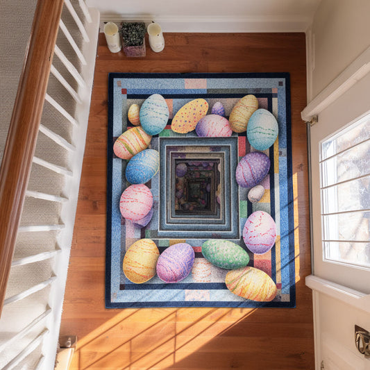 Soft Pastel Haven Quilted Area Rug Colorful Easter Egg Room Decor Gift For Grandma - Printvoro