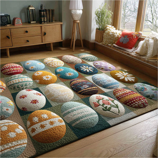 Springtime Sweetness Quilted Area Rug Vintage Easter Bunny Cottage Decor Housewarming Gift - Printvoro