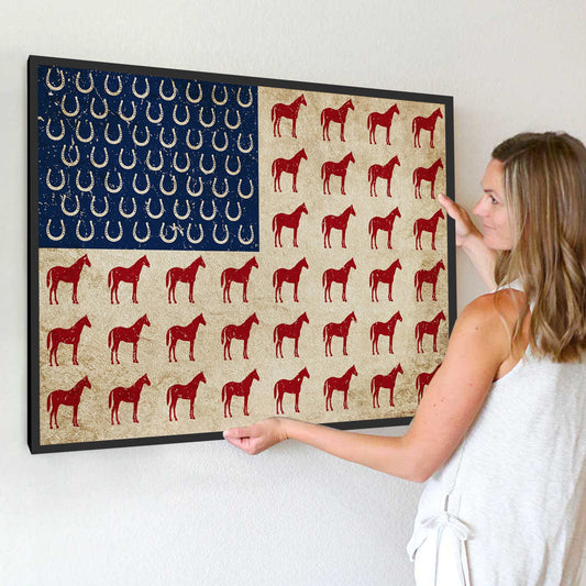 July 4th Horse Poster Stars and Stripes Horse Home Decor Unique Gift For Husband - Printvoro