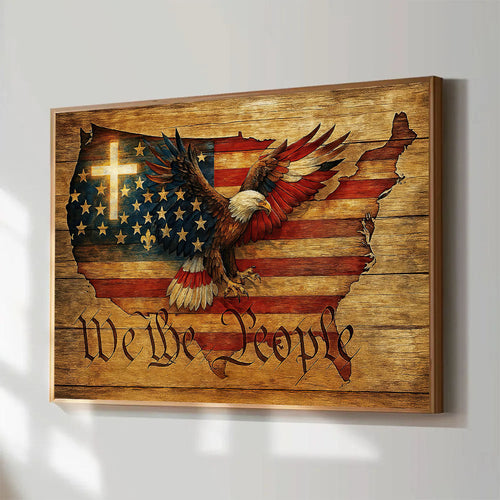 We The People-July 4th God Eagle Poster-Gift For Christians, Eagle Lovers - Printvoro