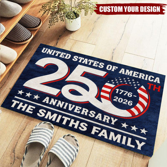 Personalized America 250th Anniversary Doormat USA 1776 2026 Patriotic Flag Decor Gift For Mom - Printvoro