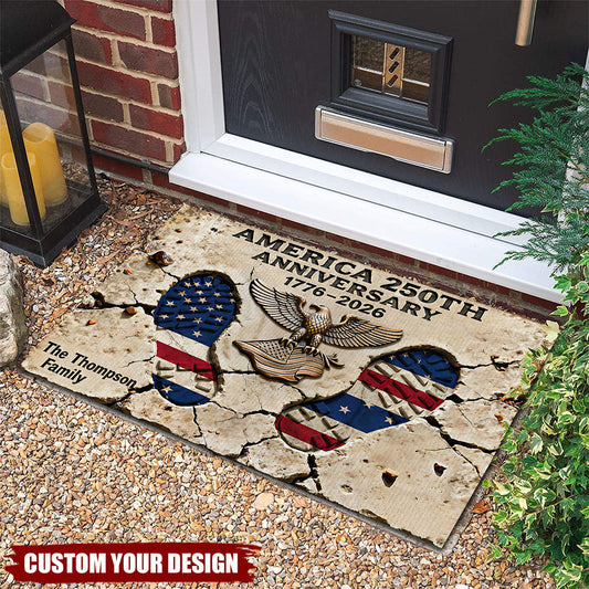 Personalized America 250th Anniversary Doormat Fourth Of July Home Decor Gifts For Her - Printvoro