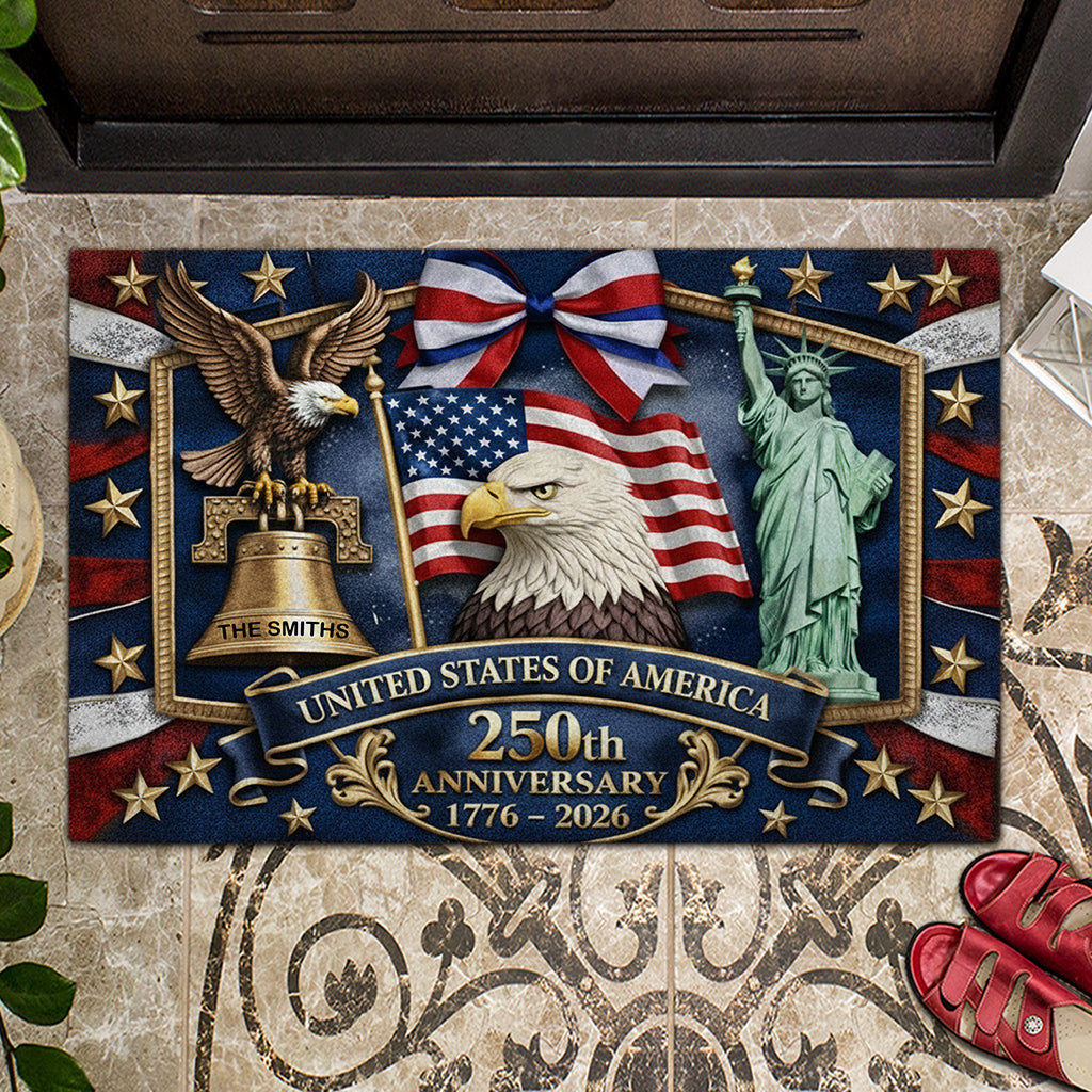 Personalized USA 250th Anniversary Doormat Fourth Of July Decor Gift For Mom - Printvoro