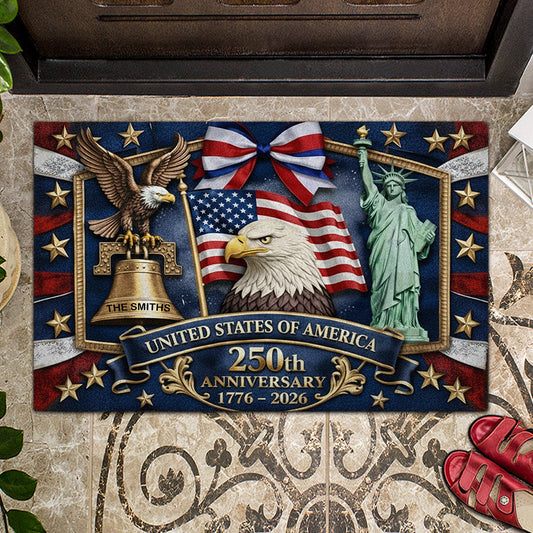 Personalized USA 250th Anniversary Doormat Fourth Of July Decor Gift For Mom - Printvoro