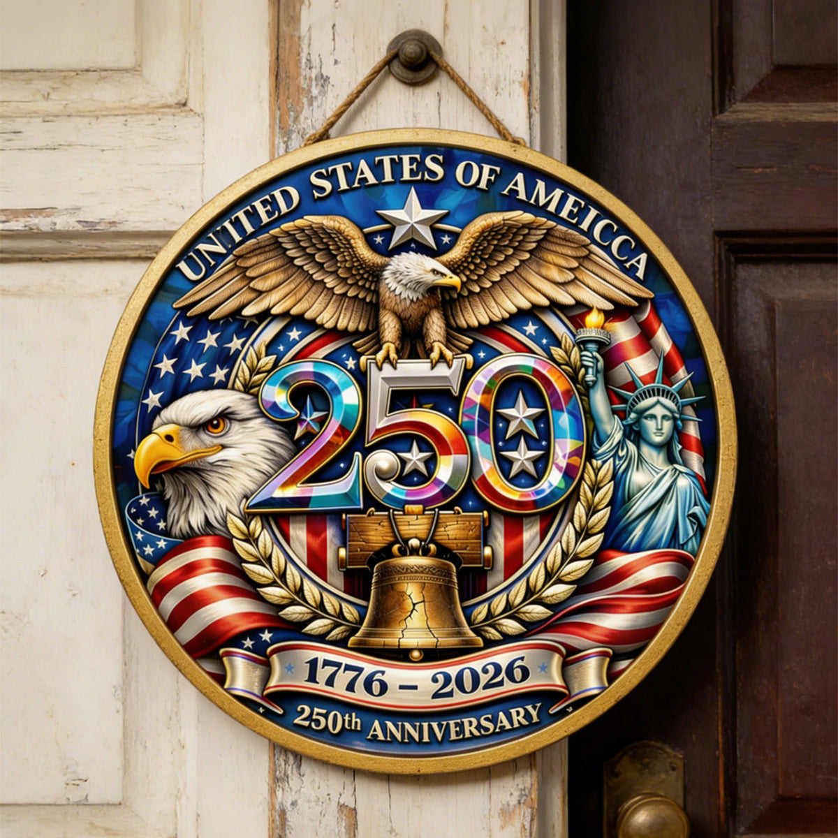 US 250th Anniversary Patriot Wood Sign Shape Fourth Of July Home Decor Gift for Her - Printvoro