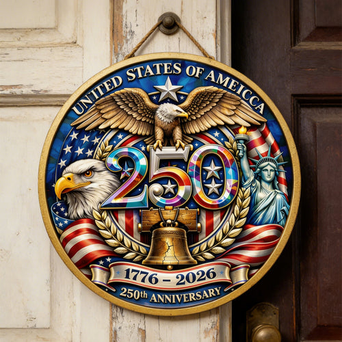 US 250th Anniversary Patriot Wood Sign Shape Fourth Of July Home Decor Gift for Her - Printvoro