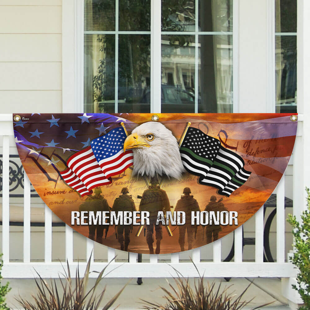 US Military Remember And Honor Fan Flag Memorial Day Merch Patriotic Decor - Printvoro