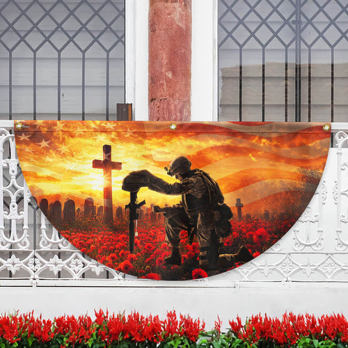 US Veterans Honor The Fallen Fan Flag In God We Trust Merch Patriotic Decor - Printvoro