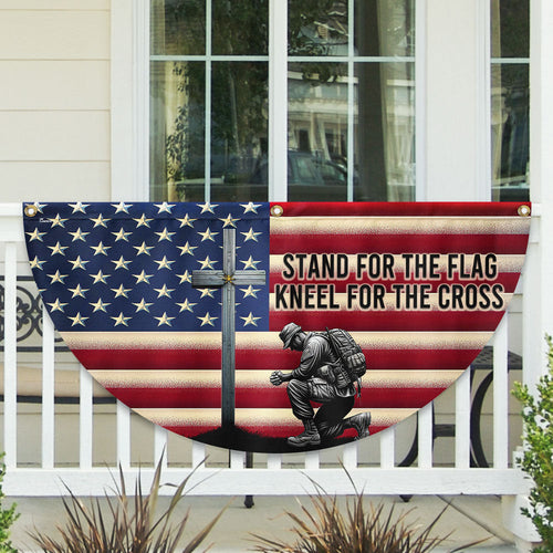 US Military Stand For The Flag Kneel For The Cross Fan Flag Memorial Day Merch 4Th Of July Decor - Printvoro