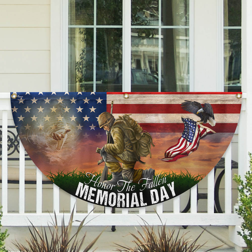 US Military Honor The Fallen Memorial Day Fan Flag Fourth Of July Merch Patriotic Decor - Printvoro