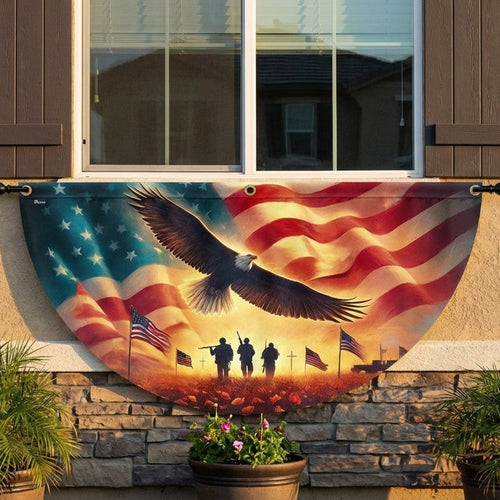 US Military Honor The Fallen Memorial Day Fan Flag USA Flag Soldier Cross Merch 4Th Of July Decor - Printvoro