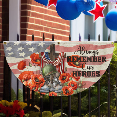 US Veteran Always Remember Our Heroes Fan Flag Fourth Of July Merch Outdoor Decor - Printvoro