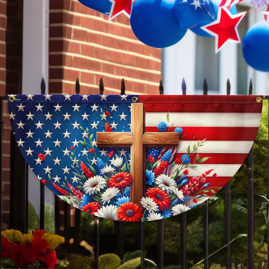 Independence Day Cross Floral Fan Flag Independence Day 1776 2026 Decor Gift For Mom - Printvoro