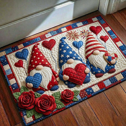 Gnome Heart Doormat Patriotic Gnome American Flag Decor USA 250 Years Decor - Printvoro