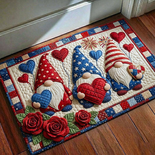 Gnome Heart Doormat Patriotic Gnome American Flag Decor USA 250 Years Decor - Printvoro