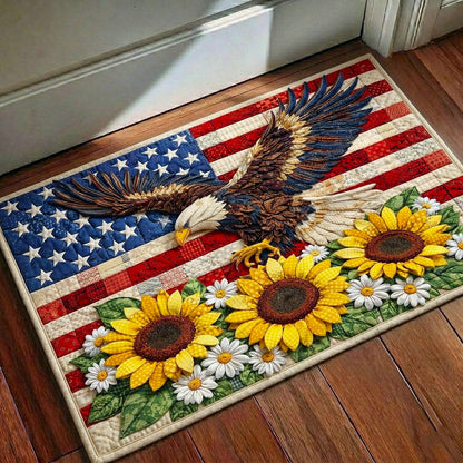 Eagle Sunflower Doormat Patriotic American Flag Home Decor USA 250th Anniversary Decor - Printvoro