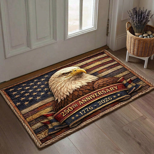 American Flag Bald Eagle Doormat USA 250th Anniversary Patriotic Rug Gift For Him - Printvoro