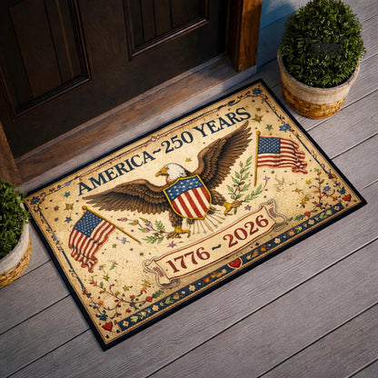 America 250 Years Doormat USA Flag Patriotic Home Decor 1776–2026 Independence Entry Decor - Printvoro