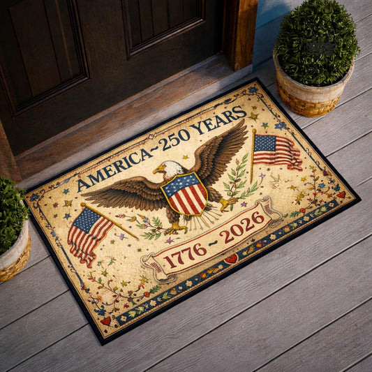 America 250 Years Doormat USA Flag Patriotic Home Decor 1776–2026 Independence Entry Decor - Printvoro