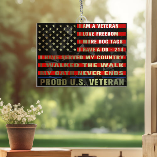 U.S. Veteran Suncatcher Acrylic Hanging Memorial Day Patriotic Decor Veterans Day Decor - Printvoro