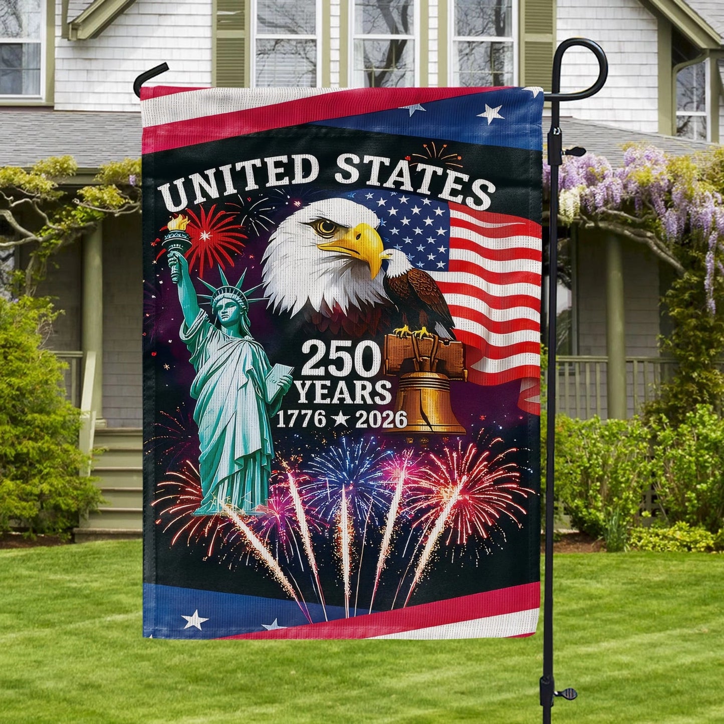 USA 250 Years Strong Flag Let Freedom Rise United States Patriotic Home Decor - Pvr