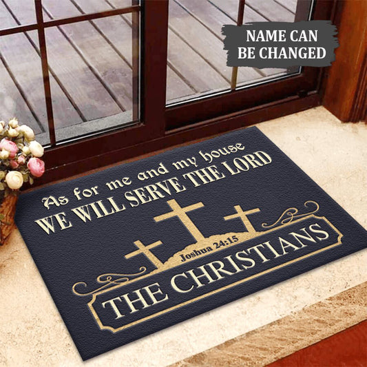 Personalized The Three Cross Symbol Serve The Lord Doormat Unique Gift for Her - Printvoro