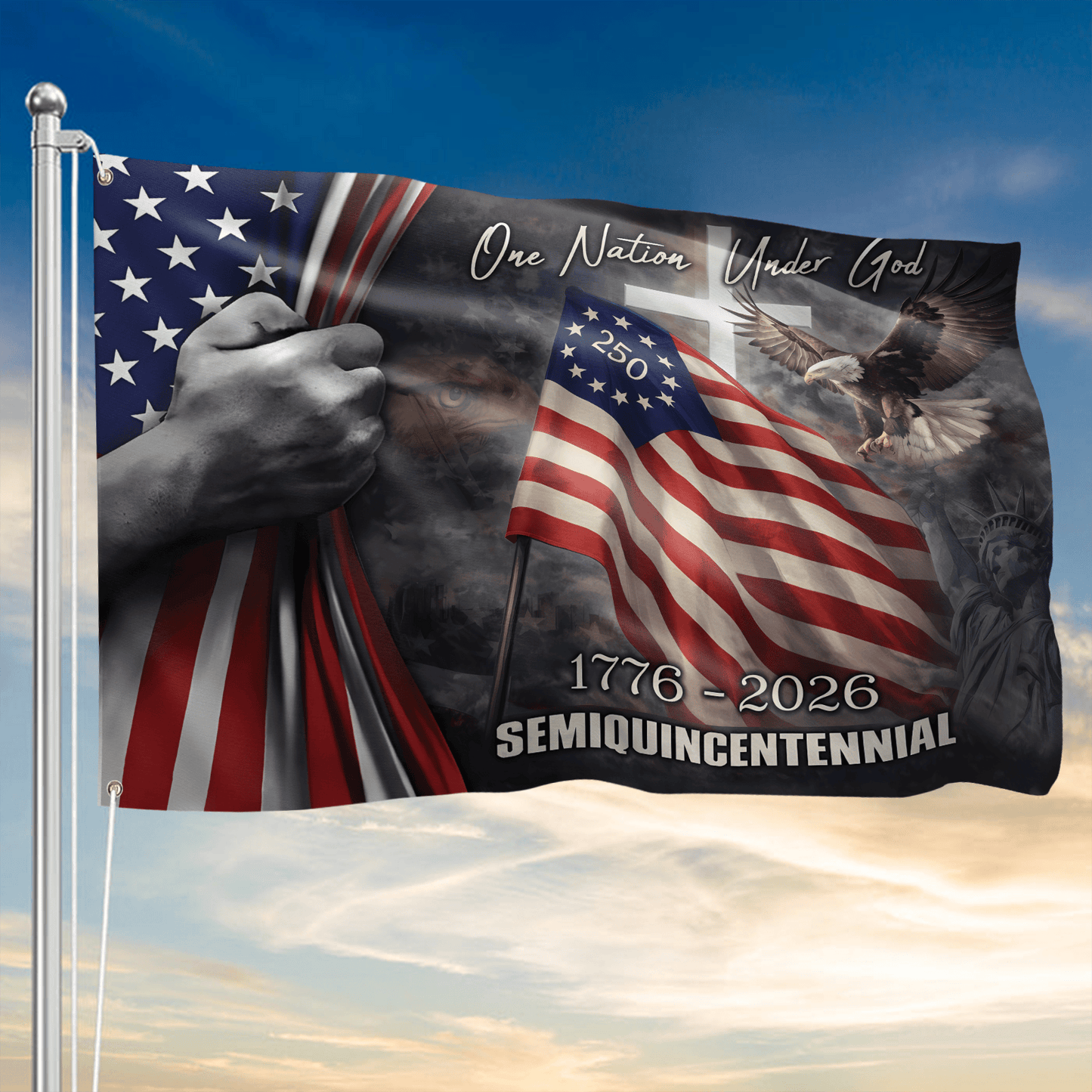 America 250Th Anniversary Flag One Nation Under God Decor Gift For Men - Printvoro