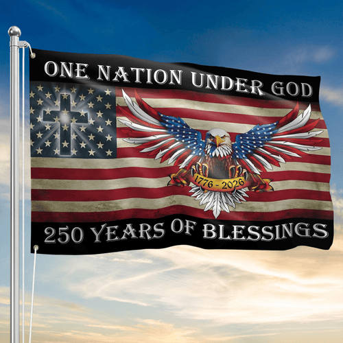 USA 250 Years Of Blessings Flag 1776 2026 Freedom Flag Decor Gift for Dad - Printvoro