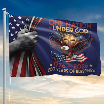 USA 250 Years Of Blessings Flag One Nation Under God Home Decor Gift For Husband - Printvoro