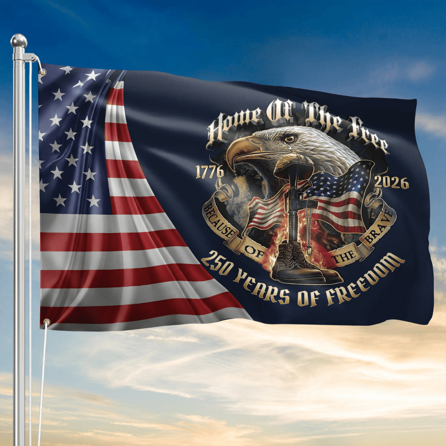 USA 250 Years Of Freedom Flag 1776 2026 American Flag Decor Fourth Of July Gifts - Printvoro