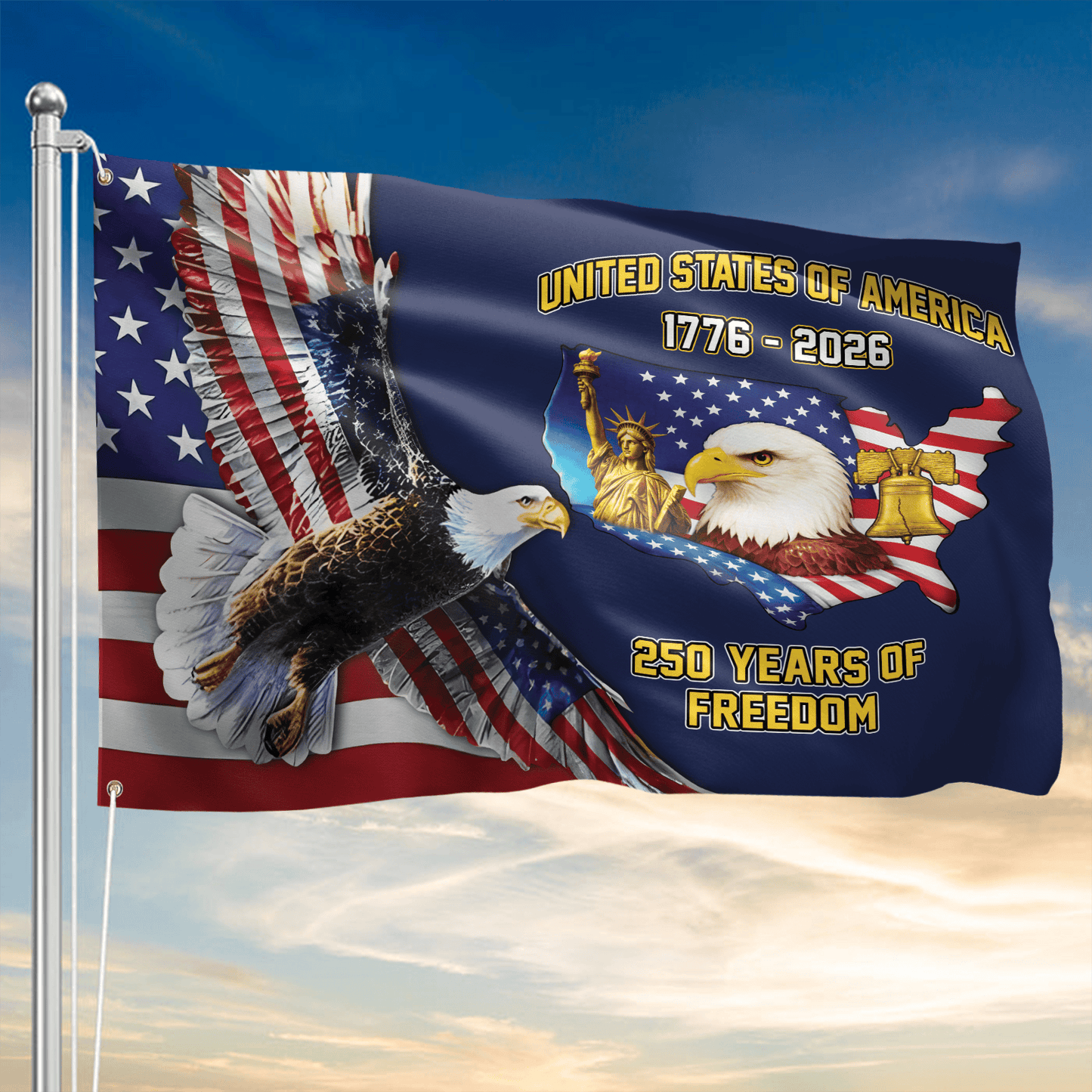 USA 250 Years Of Freedom Flag 1776 2026 USA Independence Yard Sign Mother's Day Gift - Printvoro