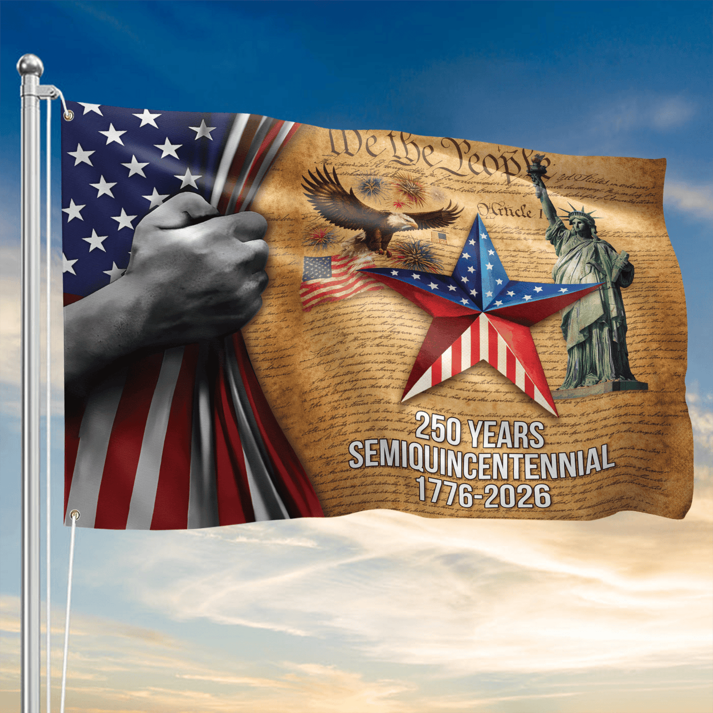 USA 250 Years Of Independence 1776 2026 We The People USA Freedom Banner Gift for Mom - Printvoro