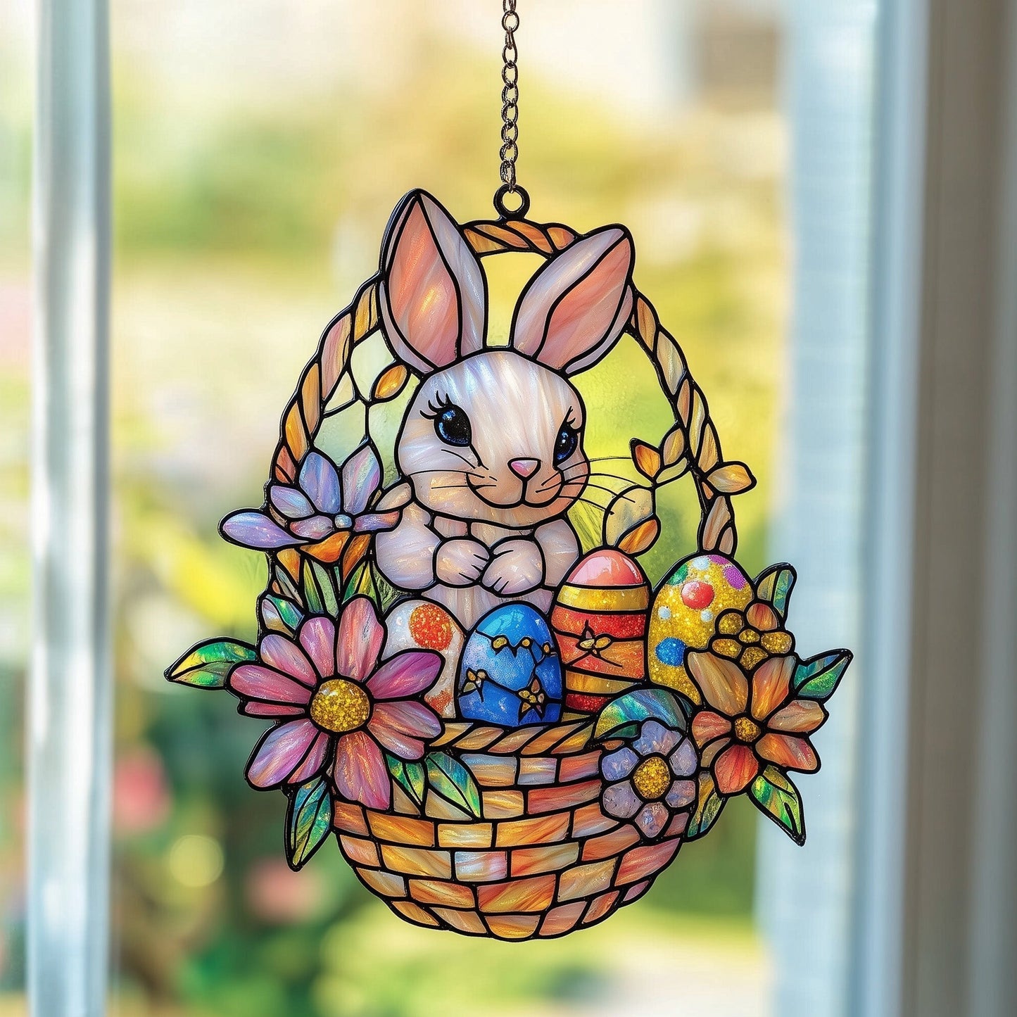 Cute Easter Bunny Suncatcher Happy Easter Decorations Spring Home Decor Gift For Her - Pvr