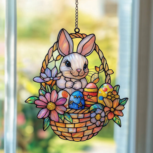 Cute Easter Bunny Suncatcher Happy Easter Decorations Spring Home Decor Gift For Her - Pvr