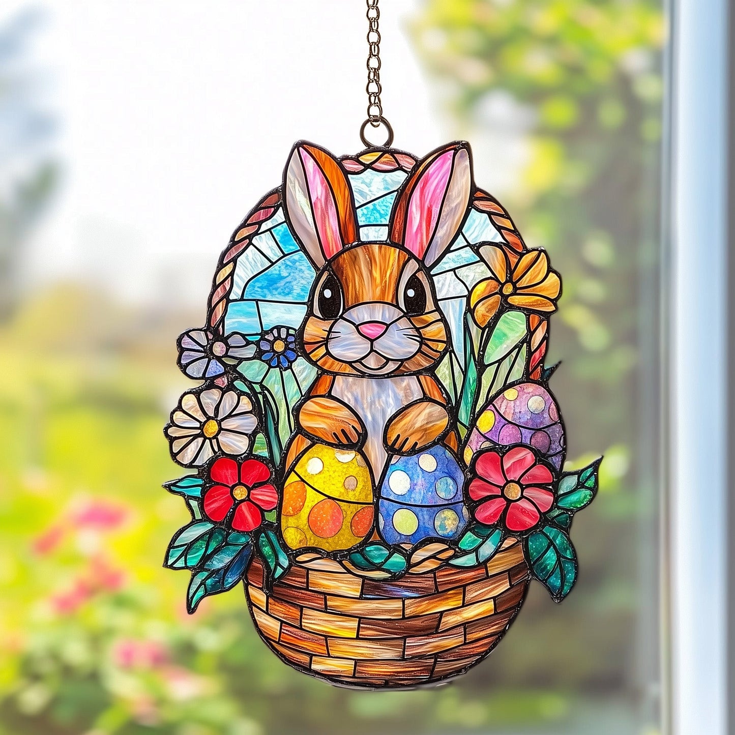 Easter Bunny Egg Suncatcher Happy Easter Window Hanging Spring Easter Home Decor - Pvr