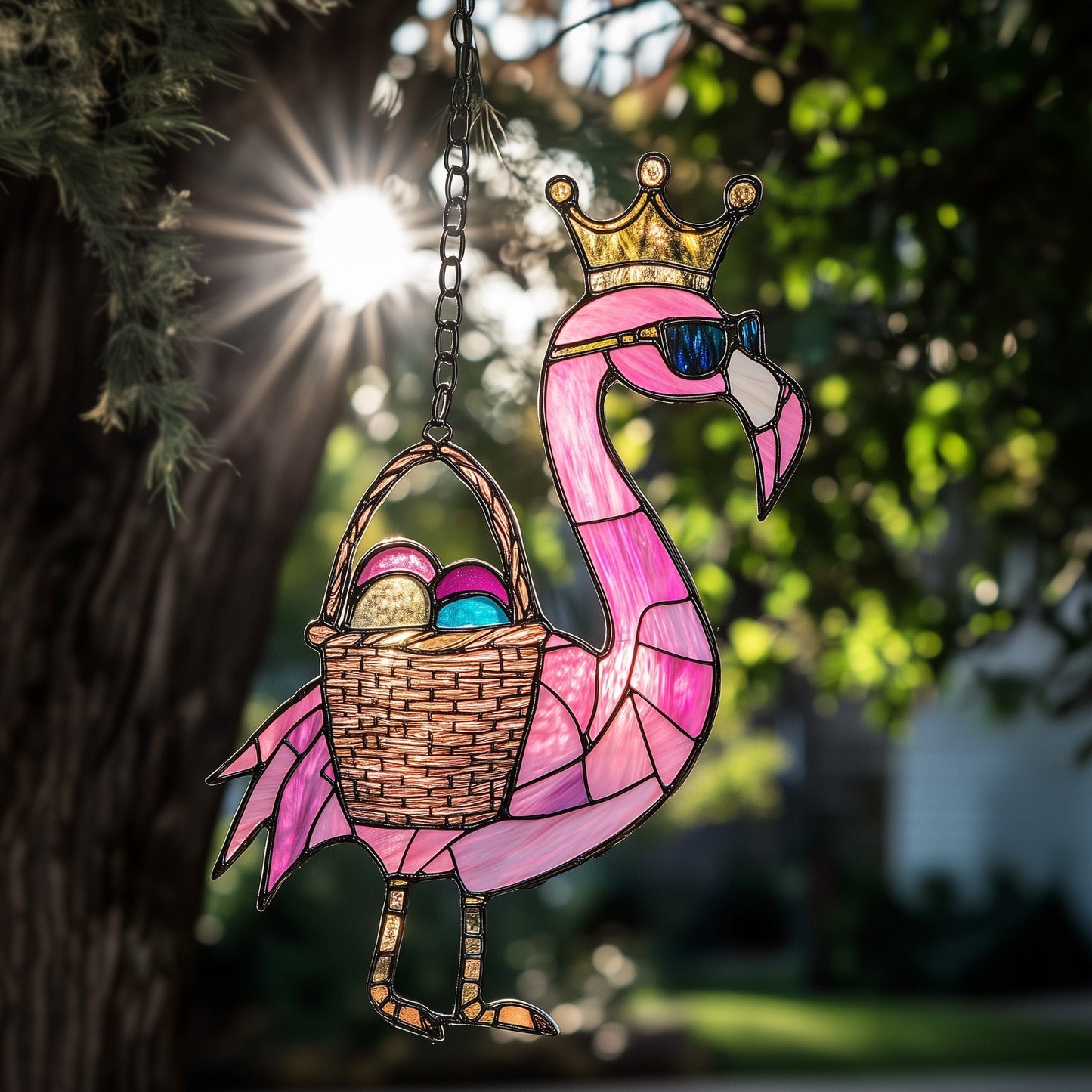 Easter Flamingo Crown Suncatcher Happy Easter Decorations Unique Easter Gifts For Wife - Pvr
